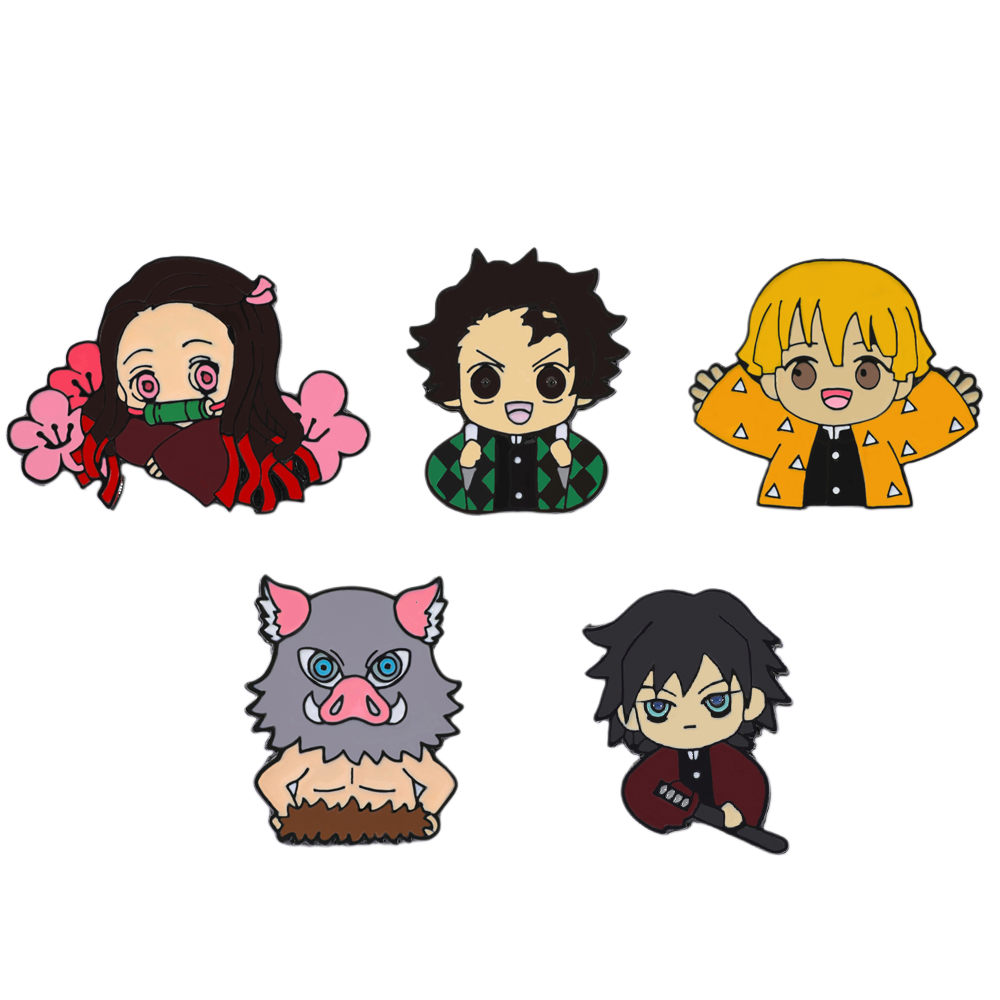 Model Kit Demon Slayer - 5 Pcs ​​Characters Brooch​ Cute Tanjiro